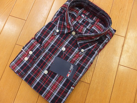 RR30 H by FIGER 濃紺チェックBDシャツM/元トミーヒルフィガー