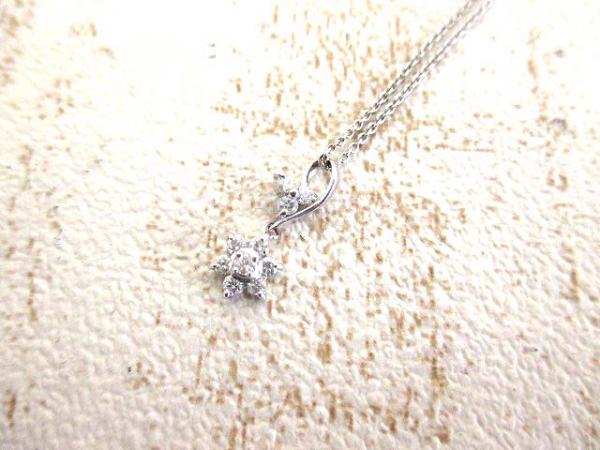 K18WG ネックレス ダイヤモンド 0.23ct フラワー チェーン