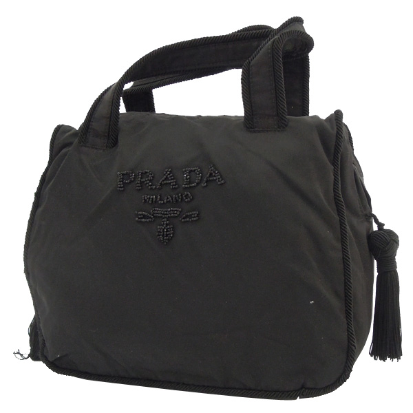 【中古】PRADA(プラダ)ナイロン ミニハンドバッグ ブラック