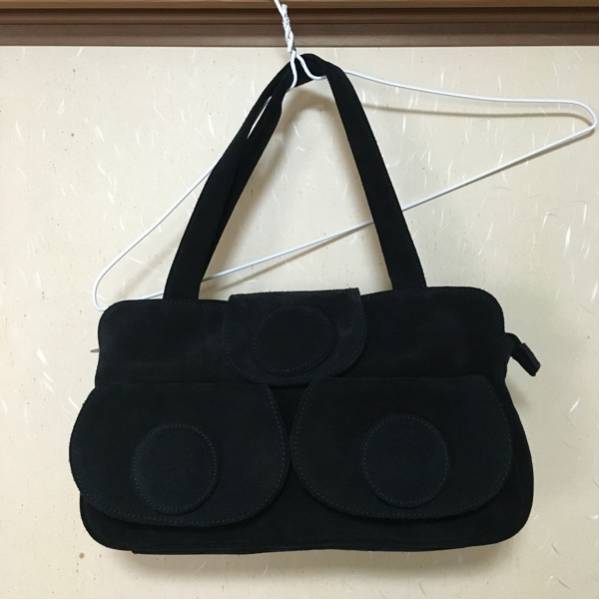 フルラ FURLA スエード ハンドバッグ 黒