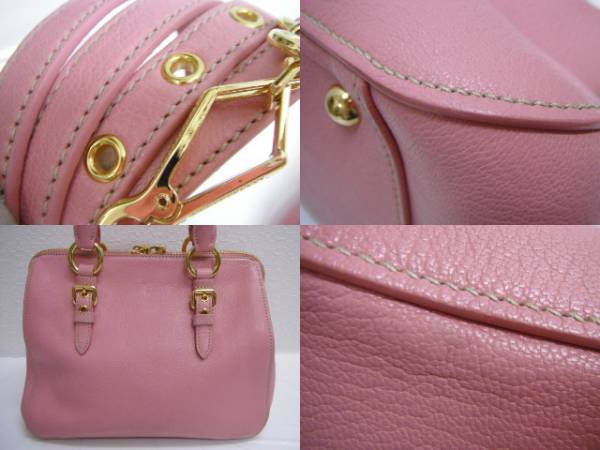 極美品　ミュウミュウ　マドラス　ショルダー付き　ハンドバッグ