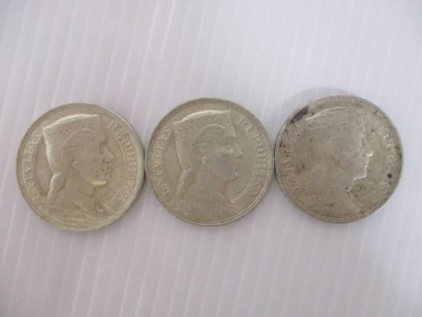 外貨 ラトビア 5ラッツ銀貨 5LATI 1931 計3枚 CR-06