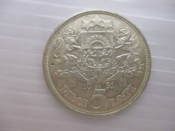 外貨 ラトビア 5ラッツ銀貨 5LATI 1931 計3枚 CR-06