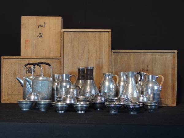 錫製 酒器 本錫 錫半 継山 猪口 徳利 ちろり ４２点まとめて