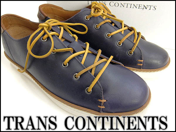 新品 トランスコンチネンツのレザースニーカー42紺★S8601 SALE
