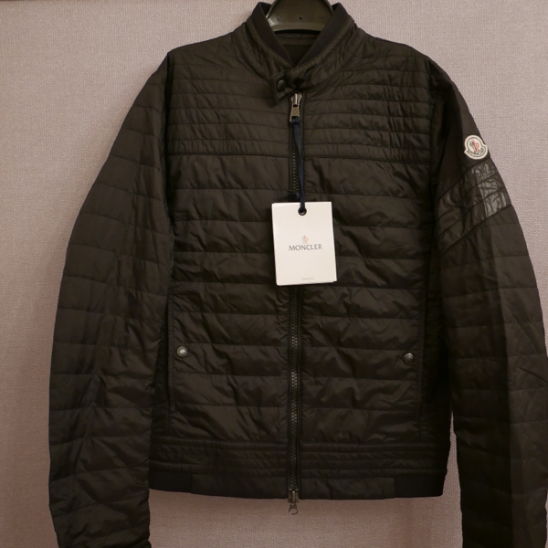 モンクレール サイズ2 MONCLER 本革ライダースダウンジャケット 