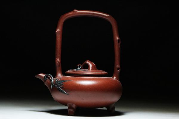 名家顧景舟製 朱泥急須 三足 提梁壺 茶道具 18cm H2528 他にもいろいろ