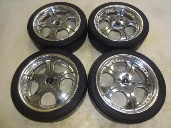 WORKユーロラインメッキ 7.5J-18 pcd114.3/4H タイヤ付4本セット
