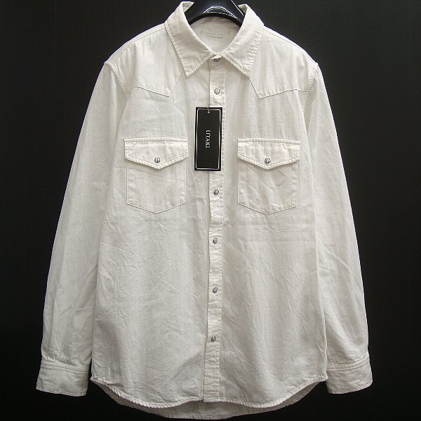 ウタキUTAKIダンガリーシャツ ウエスタンシャツLホワイト白