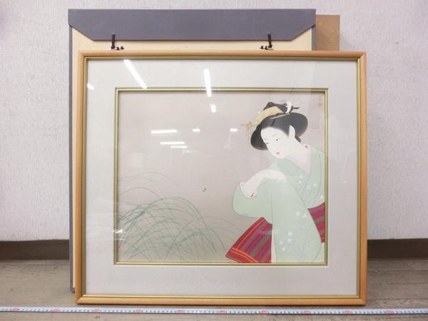 K00556 上村松園 松篁監修 「新蛍」 木版画 161/350 共シール ホビー