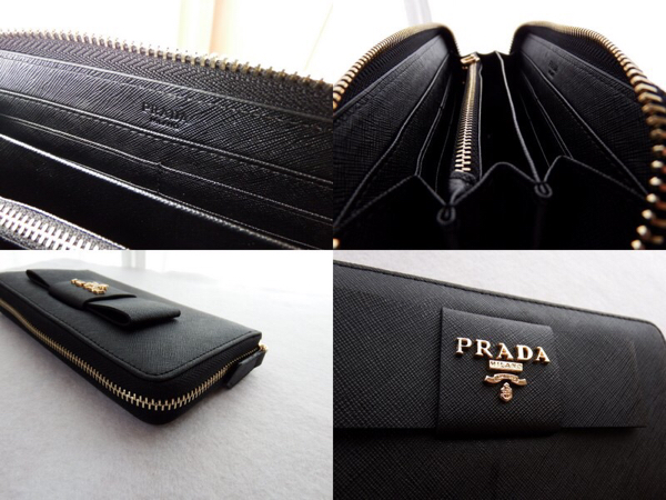 状態90点♪ プラダ PRADA お財布 プレート PRADA プラダ 長財布 ロゴ