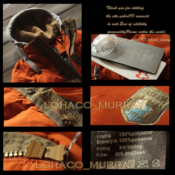 新品*L.H*メンズ フード脱着 ダウンジャケットM～S 橙(パーカー