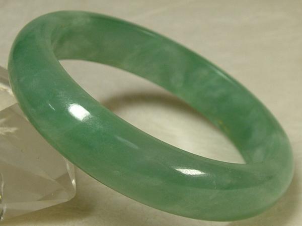 1円～□龍香堂□ミャンマー翡翠バングル57mm即決