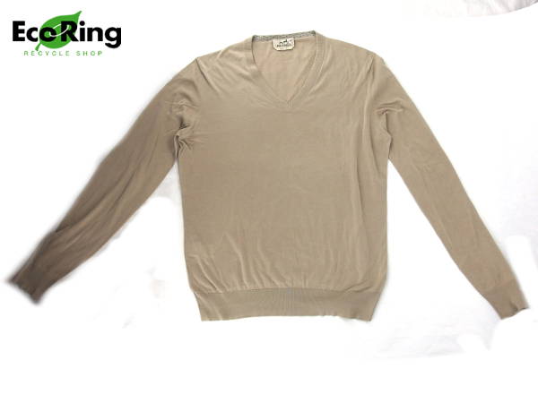 1円 エルメス コットンニット セーター sizeL ベージュ BJ638