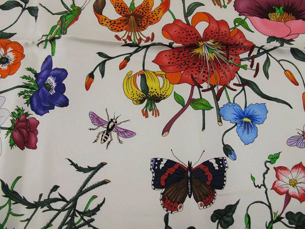 1円 美品 グッチ 動植物柄 スカーフ 計2点セット 緑 紺 BQ701