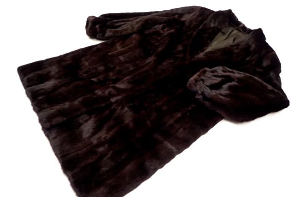 美品◇ミンク ロングコート ダークブラウン系 毛皮 MINK ファー 毛皮 