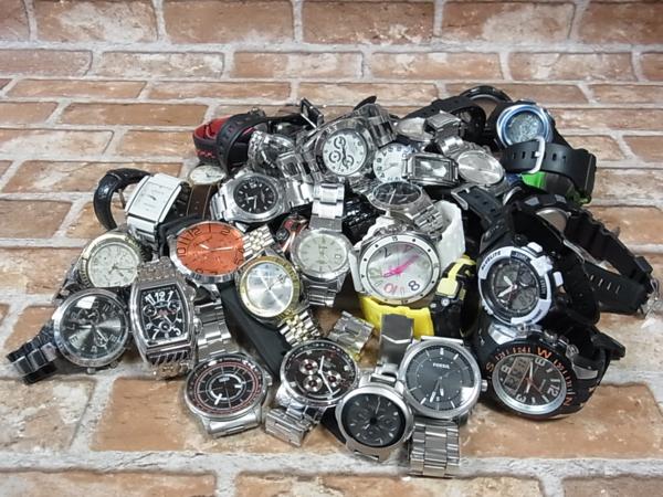 ♪ 1円～! 豪華50本セット! FOSSIL他 メンズ腕時計 部品取りに