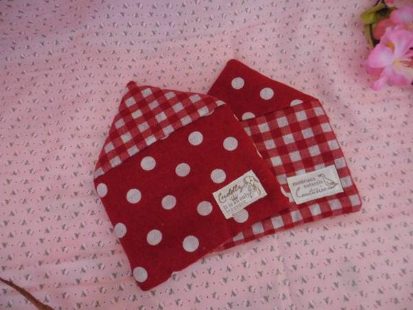 ハンドメイド 　おうちコースター　赤×2枚　50_1