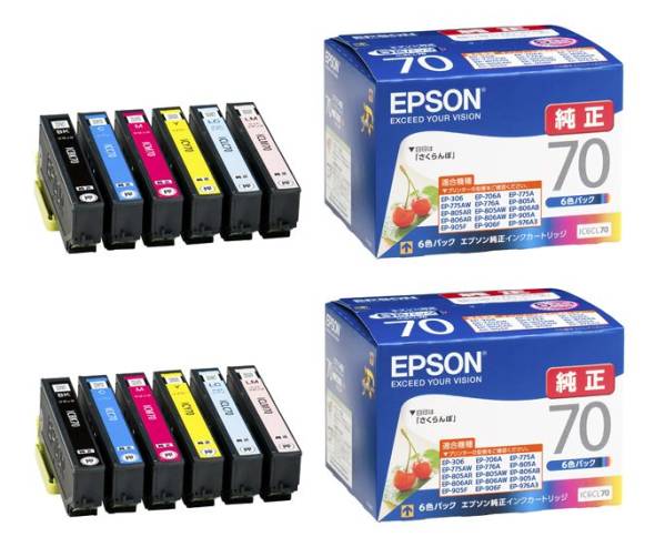 新品送無 EPSON/エプソン純正インク6色パック IC6CL70 2箱セット