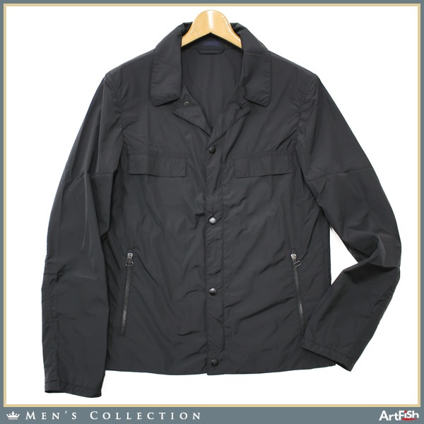 1円LANVIN【仏】艶黒 撥水ミリタリー調シャカ ブルゾンd104*s46