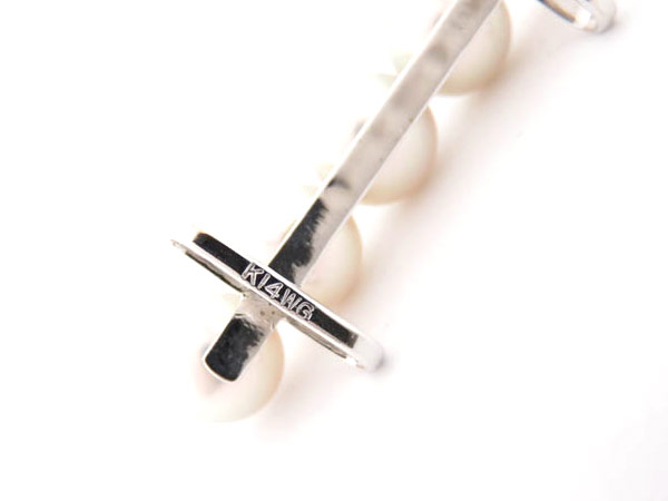 1円 美品 K14WG 5粒 パール デザイン 帯留め 和装小物 HG608