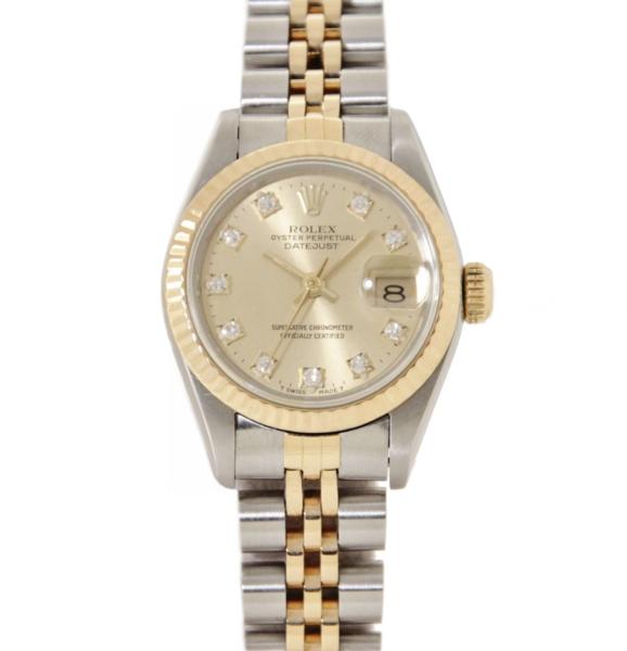 ○紅『ROLEX』K18YGxSS製 デイトジャスト 69173G 純正ダイヤ 1円