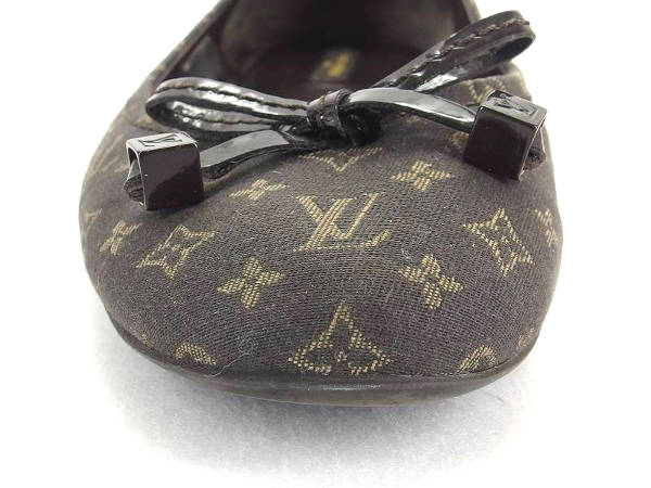 1円 ヴィトン モノグラム 柄 リボン バレエシューズ 38M BV551