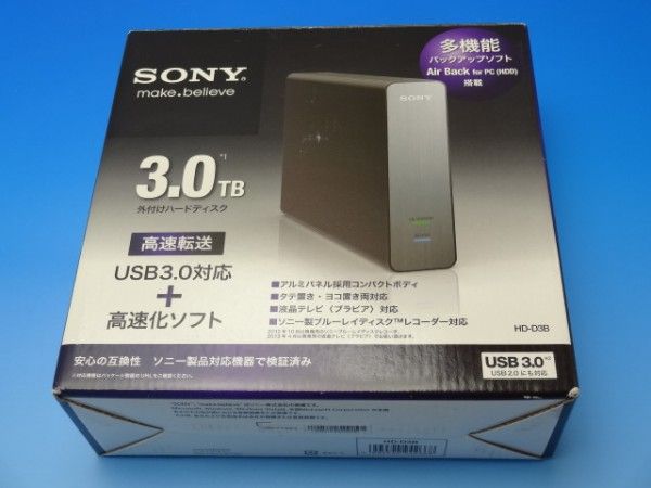 ソニー PC&TV録画用 コンパクト据置き型外付HDD 黒 HD-D3B B