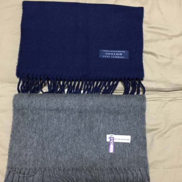 カシミアマフラー　２本セット　ネイビー　グレー