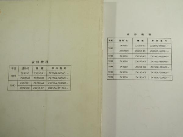 ZXR250/ZXR250R即決A1/A2/B1/B2サービスマニュアル補足版付89-90