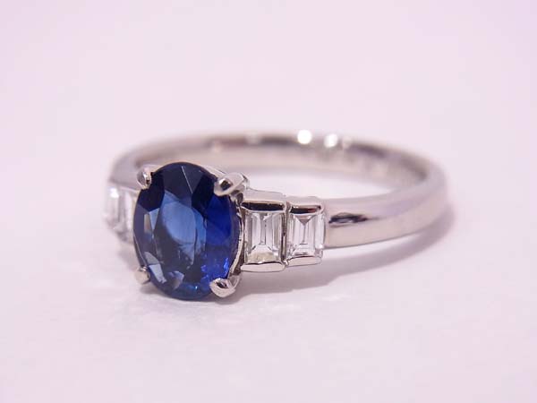 〓 Pt900 サファイア リング S1.0ｃｔ 4.8g 10号 鑑定証付