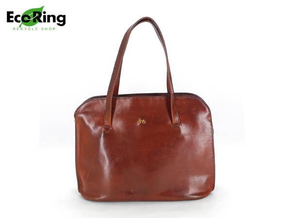 1円 アンリークイール HENRY CUIR レザー ハンドバッグ 茶 AY983