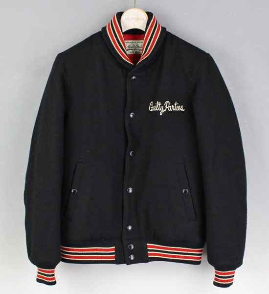 WACKO MARIA ワコマリア 胸刺繍 ウールスタジャン S 黒 ブラック