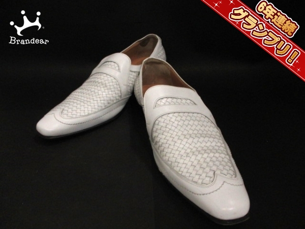 ヴェルサーチ シューズ 40 メンズ 白 編み込み レザー VERSACE