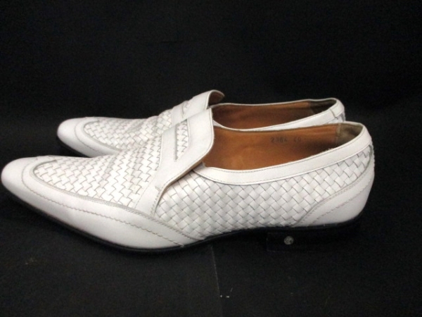 ヴェルサーチ シューズ 40 メンズ 白 編み込み レザー VERSACE