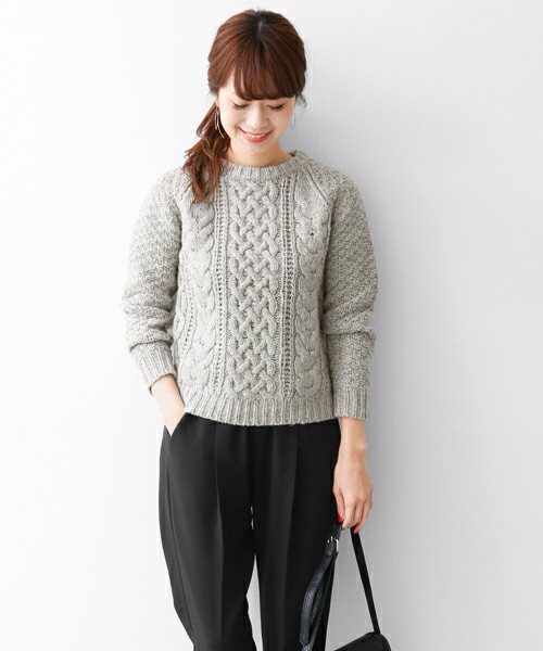 アーバンリサーチDOORS今期アラン柄手編みプルオーバーニット