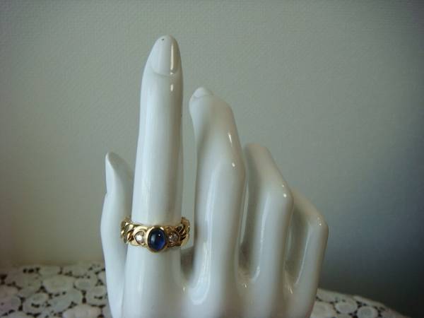 ◎海外作製　カボションサファイヤ＆ダイヤリング◎