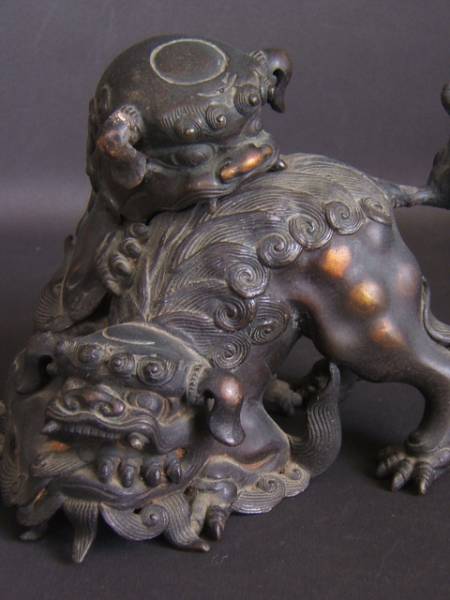 【趣】優品　古銅　絡獅子香炉―仏教美術・仏像・仏画・茶道具
