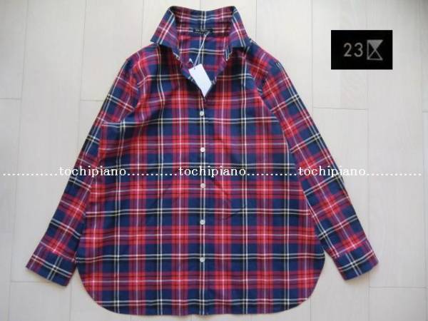 ２３区大きいサイズ４６■ALBIATEマルチカラーチェックシャツ赤