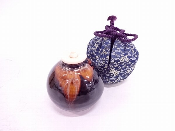 M162 茄子茶入 桶谷定一 茶道具 京焼 清水焼 茶器 茶入 抹茶入れ M162