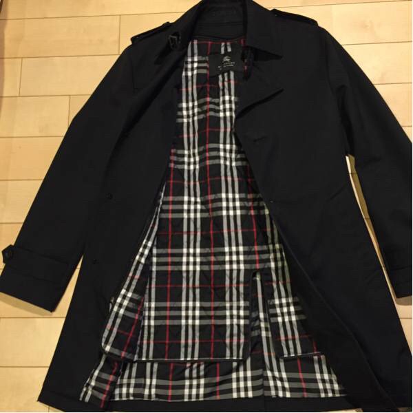 バーバリーブラックレーベル☆シングルトレンチコート黒良品