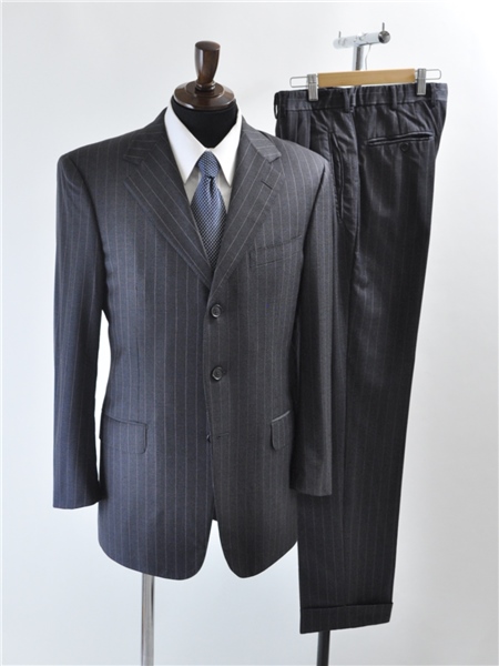 6B239】定価50万 ゼニア最高級トロフェオ生地 3つ釦スーツ 48 A7