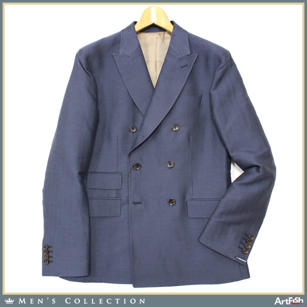 春夏 J.LINDEBERG ★艶綿麻 紺ダブルジャケットd296*s46新品