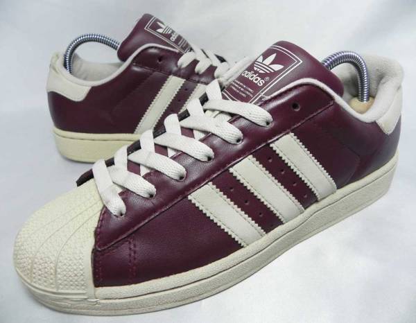 ☆adidas スーパースター ワインレッド×アイボリー 25.0cm Used ☆adidas スーパースター ワインレッド×アイボリー 25.0cm Used