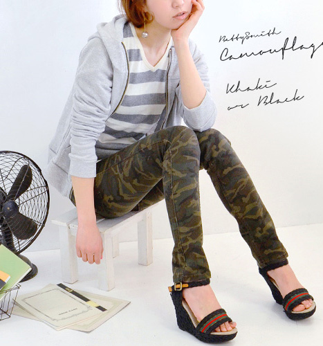 送無 BettySmith ベティスミス カモフラ柄 迷彩 スキニーパンツL