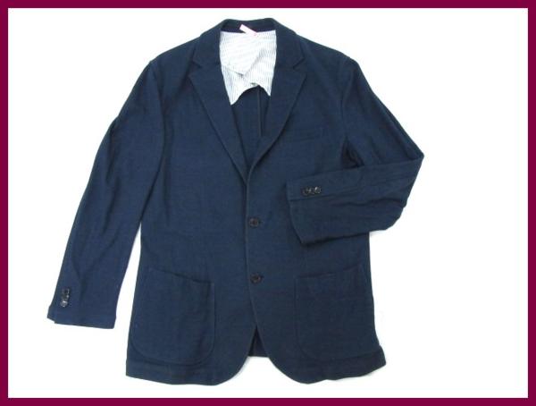 3685★LACOSTE/ラコステ 鹿の子ニットジャケット 52/5 紺 メンズ