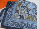 美品■HERMES/エルメス☆スカーフ　カシミヤｘシルク　ブルー