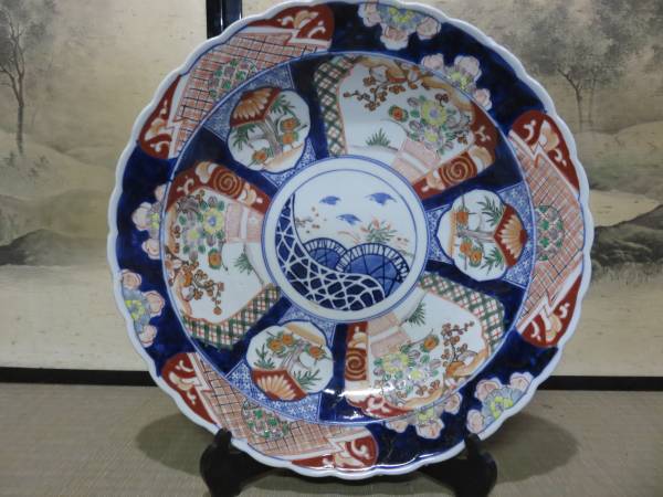 古伊万里 赤絵大皿 径40㎝ 江戸後期～明治 陶芸 工芸品 【公式通販】