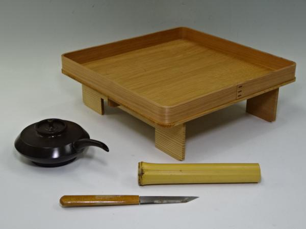 茶道具 : 茶道具『花所望セット(花台＋唐銅花水次＋花小刀)3 花台 花水 