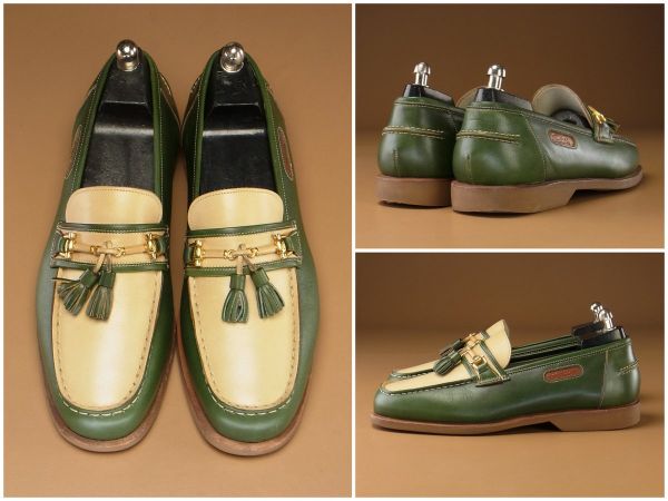 B5972/サントーニ/コンビタッセルローファー/スリッポン/靴/緑